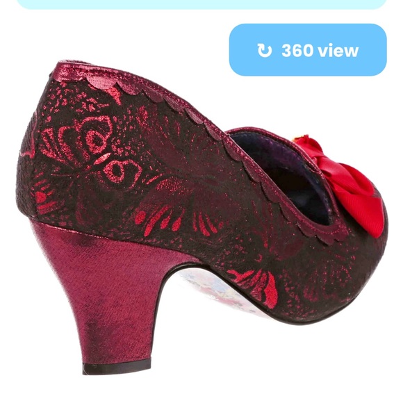 EU40 WIDE width Irregular Choice Kanjanka red metallic butterfly heels NWT/box - Picture 3 of 6